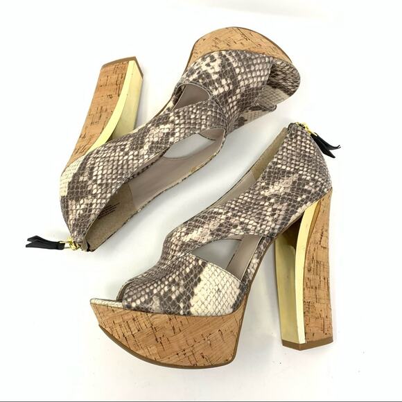 Nine West Stiletto Peep Toe Heels Women’s Size 7.5M Animal Print - Picture 5 of 9